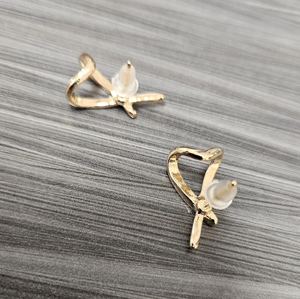 NEW Stainless Steel Crossover Stud Earrings | Gold Or Silver